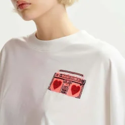 ESSENTIEL ANTWERP Hadio Embroidered T-Shirt in Off White