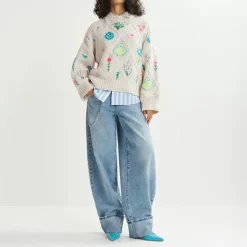 ESSENTIEL ANTWERP Hadream Embroidered Pullover in Off White