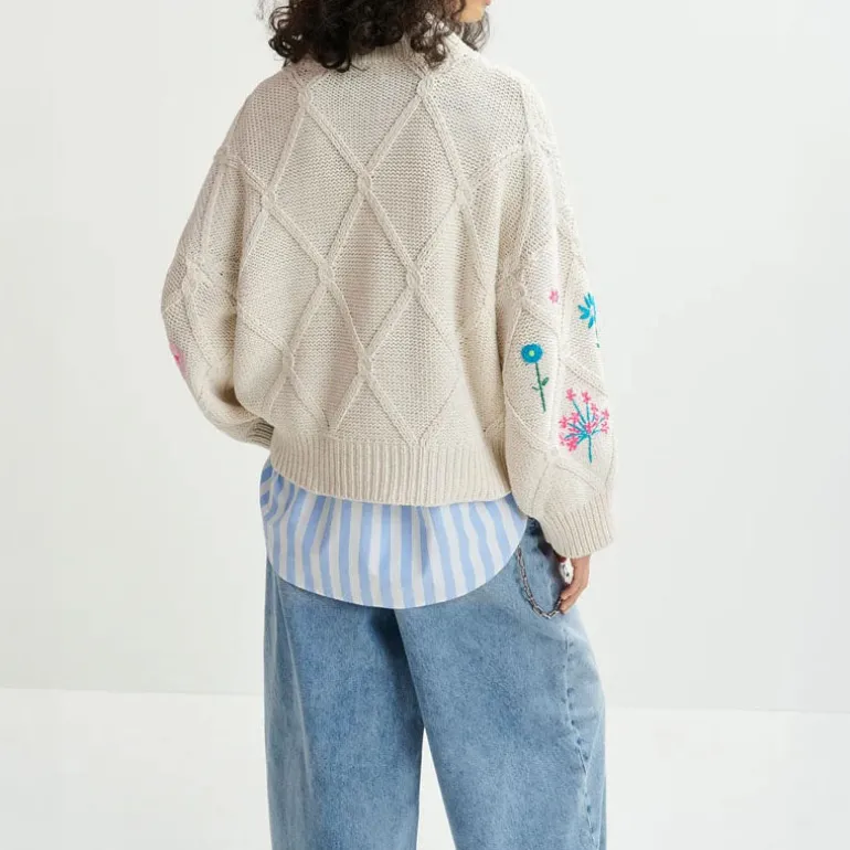 ESSENTIEL ANTWERP Hadream Embroidered Pullover in Off White
