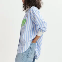 ESSENTIEL ANTWERP Halibut1 Embroidered Shirt in Combo2 Aqua Blue