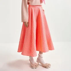 ESSENTIEL ANTWERP Hat Wide Maxi Skirt in Combo2 Calypso Pink H2CP