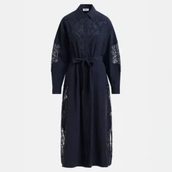 ESSENTIEL ANTWERP Haze Lace Panelled Dress in Dark Sapphire