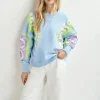 ESSENTIEL ANTWERP Hecrazy Embroidered Sweatshirt in Combo3 Aqua Blue