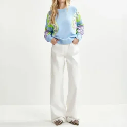 ESSENTIEL ANTWERP Hecrazy Embroidered Sweatshirt in Combo3 Aqua Blue
