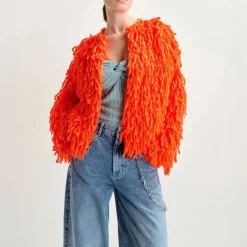 ESSENTIEL ANTWERP Hinwood Fringed Jacket in Chimique Fanta