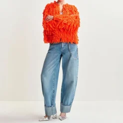 ESSENTIEL ANTWERP Hinwood Fringed Jacket in Chimique Fanta