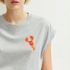 ESSENTIEL ANTWERP Hobster Embroidered T-Shirt in Nimbus Cloud