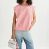 ESSENTIEL ANTWERP Honduras Rhinestone Trim Top in Combo2 Calypso Pink