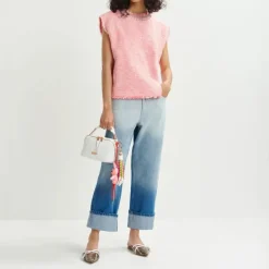 ESSENTIEL ANTWERP Honduras Rhinestone Trim Top in Combo2 Calypso Pink