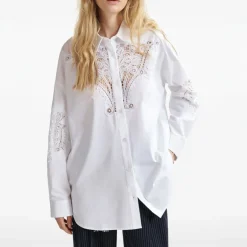 ESSENTIEL ANTWERP Hoofd Lace Panelled Shirt in White