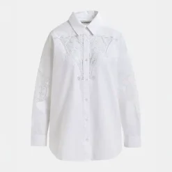 ESSENTIEL ANTWERP Hoofd Lace Panelled Shirt in White