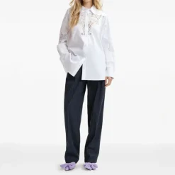 ESSENTIEL ANTWERP Hoofd Lace Panelled Shirt in White
