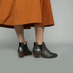 ESSKA Ginny Low Heeled Boots in Graphite/Gunmetal Diablo