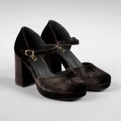 ESSKA Viv High Heeled Shoes in Grey/Brown Diablo
