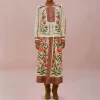 FARM RIO Ainika Delicate Off-White Midi Skirt