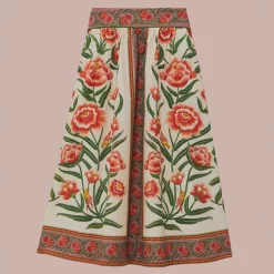FARM RIO Ainika Delicate Off-White Midi Skirt