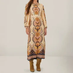 FARM RIO Boho Beige Maxi Dress