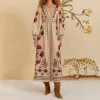Farm Rio Cashew Mandala Cream Maxi Dress