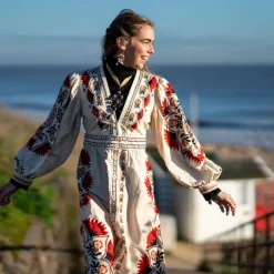 Farm Rio Cashew Mandala Cream Maxi Dress