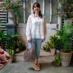 FARM RIO Swan Lake Guipure Off-White Shirt