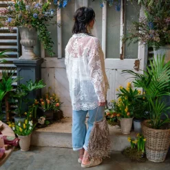 FARM RIO Swan Lake Guipure Off-White Shirt