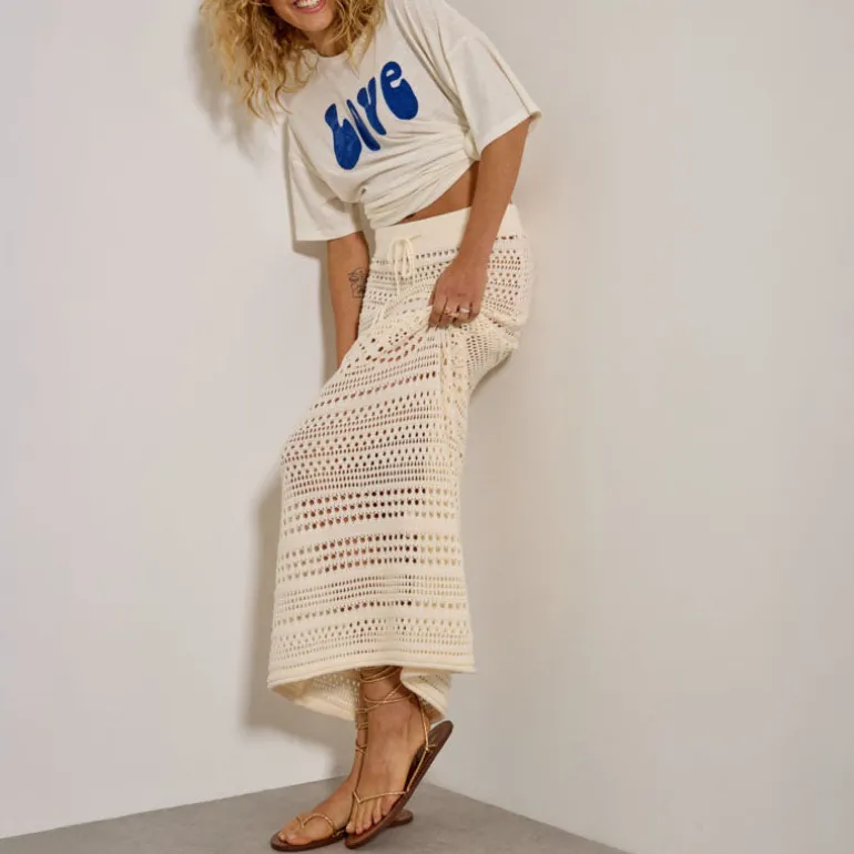 FIVE 'Love' Logo Tee Shirt in Meringue/Imperial
