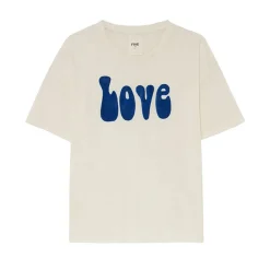 FIVE 'Love' Logo Tee Shirt in Meringue/Imperial