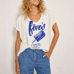 FIVE Tee Shirt in Blue/Meringue