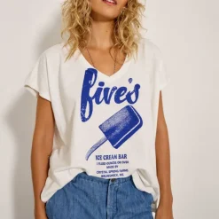 FIVE Tee Shirt in Blue/Meringue
