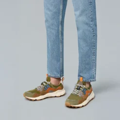 FLOWER MOUNTAIN Yamano 3 Mens Suede Trainers in Ripstop/Militare Brown