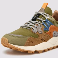 FLOWER MOUNTAIN Yamano 3 Mens Suede Trainers in Ripstop/Militare Brown