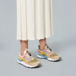 FLOWER MOUNTAIN Yamano 3 Womens Suede Trainers in Dark Rose/Chestnut