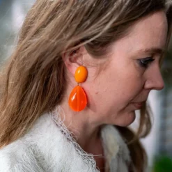 FRANCINE BRAMLI Cuba Earrings in Orange Fluo