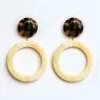 FRANCINE BRAMLI EC Large Hoop Earrings in Leopard/Ivory Mix