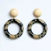 FRANCINE BRAMLI EC Medium Hoop Earrings in Grey Leopard Mix
