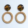FRANCINE BRAMLI Raphia 28 Earrings in Raffia/Leopard