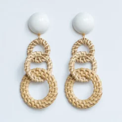 FRANCINE BRAMLI Raphia 20 Earrings in Raffia/White