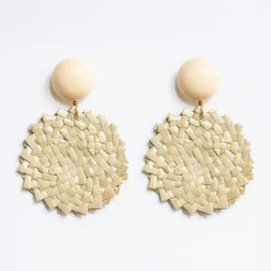 FRANCINE BRAMLI Raphia 22 Earrings in Ivory