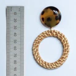 FRANCINE BRAMLI Raphia 28 Earrings in Raffia/Leopard