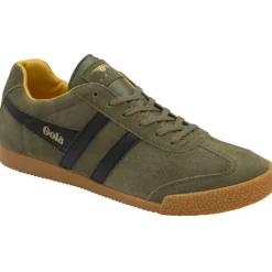 GOLA Harrier Suede Trainers in Khaki/Black/Sun