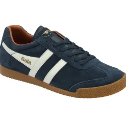 GOLA Harrier Suede Trainers in Navy/Off White/Moody Orange