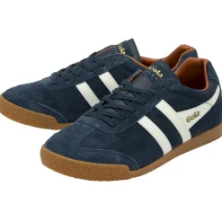 GOLA Harrier Suede Trainers in Navy/Off White/Moody Orange
