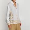 GREEK ARCHAIC KORI Crete Viscose Back Shirt in Light Grey/Gold