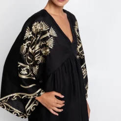 GREEK ARCHAIC KORI Crete Dress in Black/Gold