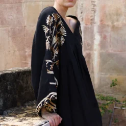 GREEK ARCHAIC KORI Crete Dress in Black/Gold