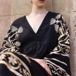 GREEK ARCHAIC KORI Crete Dress in Black/Gold