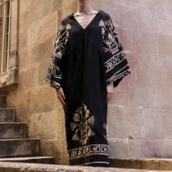 GREEK ARCHAIC KORI Crete Dress in Black/Gold
