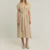 GREEK ARCHAIC KORI Cross Dress in Beige/Gold