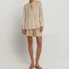 GREEK ARCHAIC KORI Cross Top in Beige/Gold