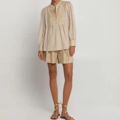 GREEK ARCHAIC KORI Cross Top in Beige/Gold